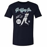 500 LEVEL Ken Griffey Jr. Shirt - Ken Griffey Jr. Seattle Retro Script WHT (True Navy, Large)