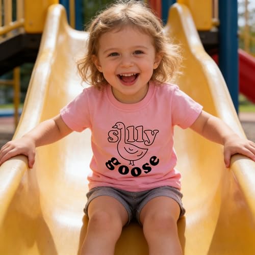 Image of Kids Short Sleeve Tees Toddler Crewneck T-Shirts Boys Girls Dino Raccoon Excavator Silly Goose Flower Girl Tops 2-7 Years