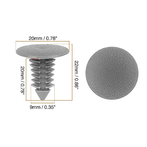 Remaches de plástico automotriz para guardabarros, clips de parachoques gris con agujero de 9mm 3