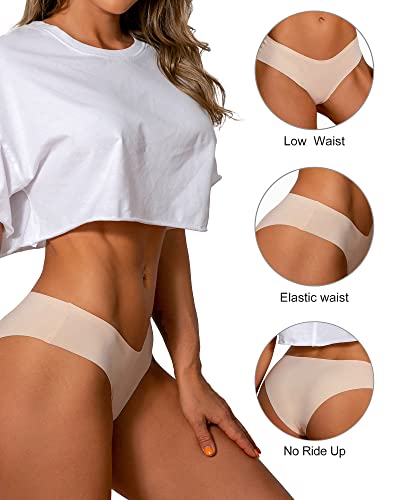 Image of DEANGELMON Seamless Underwear for Women No Show Bikini Panties Comfortable Stretch Invisible Ladies Hipster Briefs