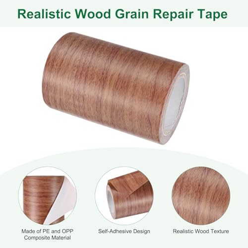 Image of M METERXITY 1-Roll Wood Grain Repair Tape, 3.15in x 15ft Textured Realistic Self-Adhesive Wood Floor Tape Contact Paper for Furniture /Floors /Home [Chocolate Pine]