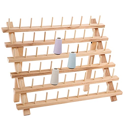 Tosnail 60-Spool Beech Wood Thread Holder Thread Rack Sewing and Embroidery Thread Organizer