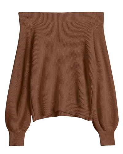 Image of ZAFUL Sweaters for Women Off Shoulder Knit Sweater with Long Sleeve Loose Pullover Jumper Tops