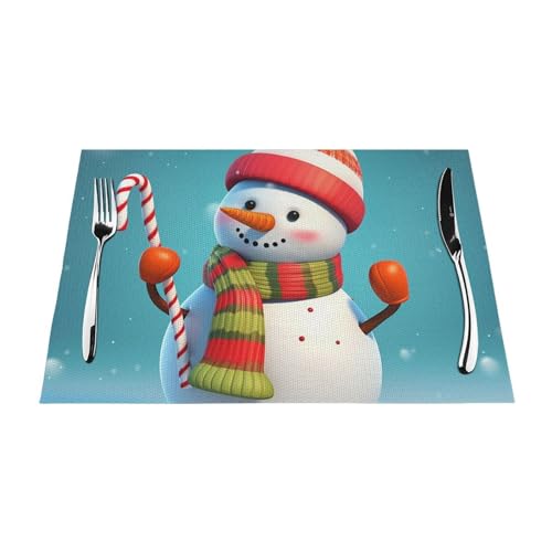 Set de table bonhomme de neige en PVC lavable résistant x4 pour repas de Noël