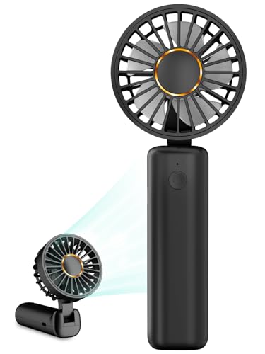 Hssio Handventilator, Tragbarer Mini USB Ventilator Klein Akku Aufladbar 3 Geschwindigkeiten Hand Ventilatoren Für Reisen Büro Zuhause Draußen, Schwarz