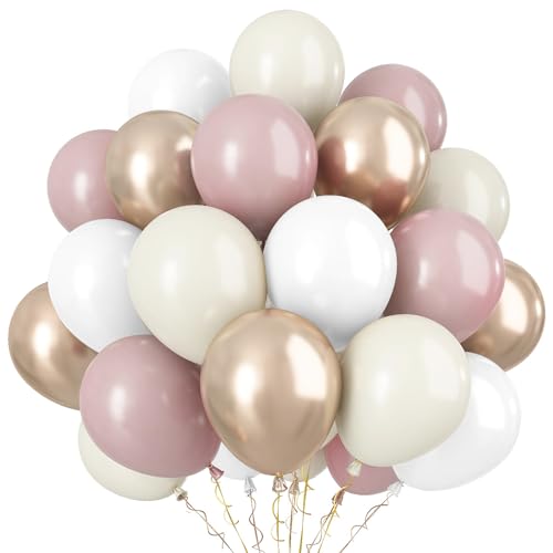60pcs Globos Rosas y Blancos,Globo Oro Champán y Beige,Globos Blanco Cumpleaños Para Baby Shower Niña, Boda,Decoracion de Fiesta