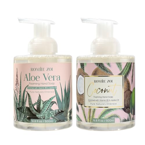 Image of ROMIIE ZOI Foaming Hand Soap, Coconut,Aloe Vera, 500ml / 16.8fl.oz | With Gift Box, Gentle cleansing, nourishes skin without drying