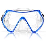 AOOSA Mascara Buceo, Vidrio Templado Gafas de Buceo Adulto (Clear Azul)