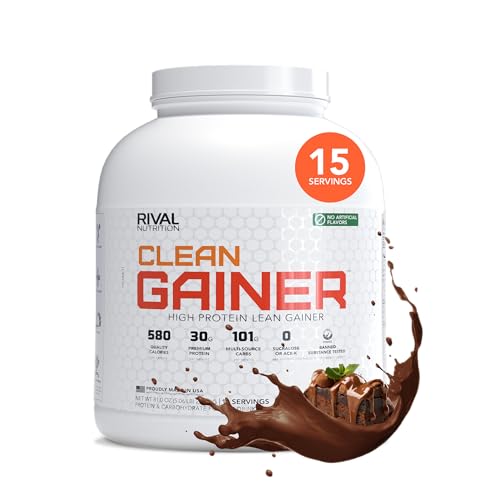 Rival Nutrition Clean Gainer Protein Powder – 5LB Chocolate Fudge – High Protein Lean Mass & Weight Gainer | 580 Calories, 30g Protein, 101g Multi-Source Carbs, No Artificial Ingredients – 15 Servings
