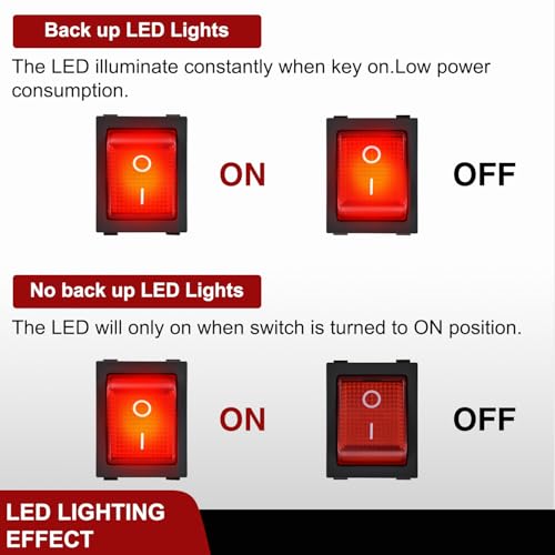 Image of Nilight 3PCS DPST Rocker Switches Red Lighted
