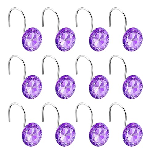 Crochets de rideau de douche antirouille avec anneaux en cristal acrylique pour stopper les taches de rouille