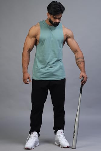 Image of JUARI BE A GENTLEMAN Men's Supper Combed Narrow Shoulder Gold Finish Sleeveless Deep Arm Cut Cotton Vest