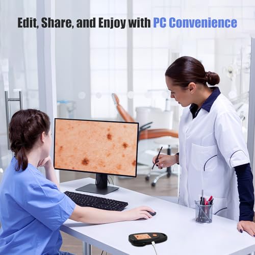 Image of Handheld Dermatoscope Skin Analyzer Machine, Wireless Portable Digital Microscope with 1080P IPS Screen 8 LEDs, 500X Magnifier, for Scalp /Hair Trichomes