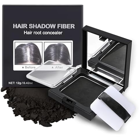 Greyghost Root Touch Up Hair Color Powder for Thinning Hair - Instantly Volumizing Cover Up for Men (Black) Cover