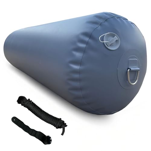 DSCRAFT Heavy-Duty Inflatable PVC Boat Fenders Stationary Dock Yacht Sailboats Dark Grey (18"x30")