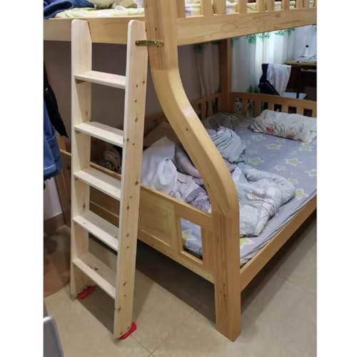 Escalera de Madera para litera con Soportes de Montaje, Escalera de altillo Resistente con peldaños de 10 cm de Ancho, Escalera de Biblioteca para Remolque (195 cm/76,7 p