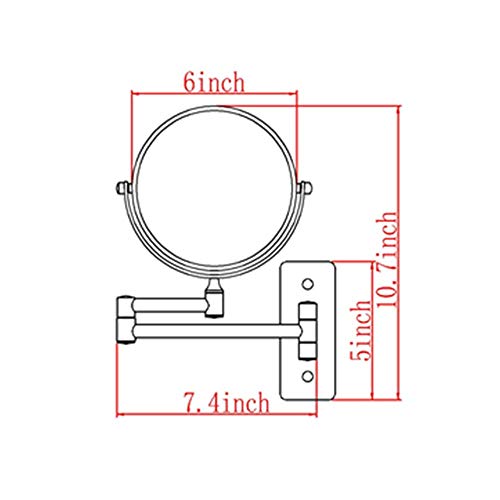 Miroir de vanité de salle de bain JCAKES robuste miroir maquillage mural double face 10X 6inch - 8