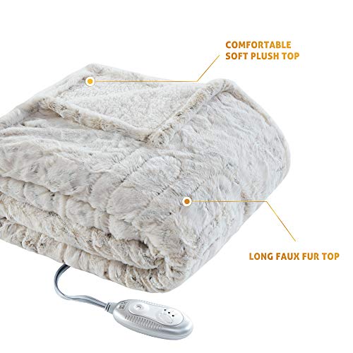 Hyde Lane Sherpa Electric Throw Blanket | Premium Snow Leopard 60x70 Oversized Plush Heating Blanket | Extra Cozy & Soft | 3 Heat Settings | Auto-Shutoff | Machine Washable
