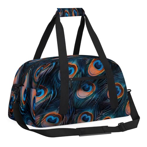 Feather Peacock Gym Bag for Women Men, Sports Travel Duffel Bag Lightweight Workout Bag Carry On Overnight Weekender Bag3