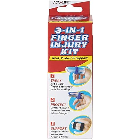 ACU-Life Finger Splint Kit, 3-in-1 Finger Immobiliser Kit, Includes Finger-Sized Hot & Cold Ice Pack, Splint & Finger Buddies Cover
