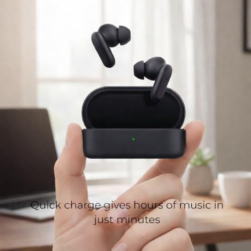 Image of Lynacz Original Wireless Earbuds Compatible with OnePlus, 11 Pro / 11R / Nord 3 Compatible, Clear Call Mic, Long Battery Life Black (BUDS-2R)