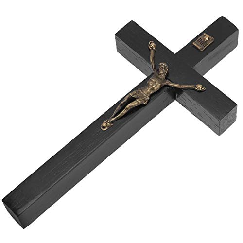 BESPORTBLE Jésus-Christ Croix Statue Crucifix Croix Sculpture Ornements pour Rustique Bois Catholique Chrétienne Maison Décorations Noir