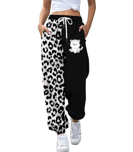 Pantalon de survêtement pour femmes à imprimé animal et poches de sport