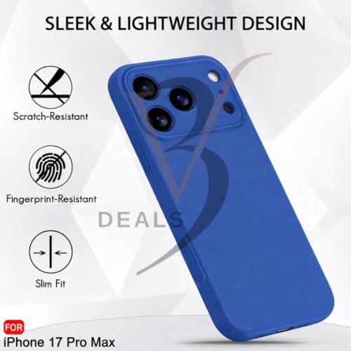Image of Compatible for iPhone 17 Pro Max Case Cover, 4 Layer Full Protection Silicone Phone Case with Camera & Screen Protection with 360 Soft Micro-Fiber Lining, Shock-Absorbing Design (Blue)