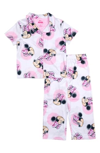 Centric Brands Minnie Mouse Girls’ Pajama Set – Collared Top & Pants – Soft Polyester Spandex Blend – Sizes 2T–4T