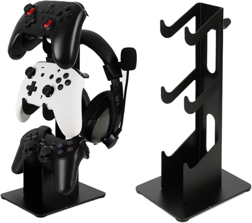 Image of Controller Holder 3 Tier, Controller and Headset Aluminum Stand for Gaming Desk, Stronger Snap-on Construction Hanger for All Universal Gaming PC Accessories