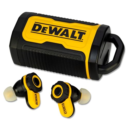 DEWALT Heavy Duty Bluetooth Pro X2 ANC True Wireless Earbuds, 38dB Noise Reduction Rated Work Earbuds, Turn Dial Controls, 10Hr 
