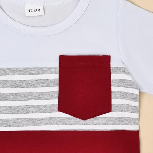 Image of FOCUTEBB Toddler Boy Clothes Summer Patchwork T-Shirt Shorts 2Pc Set 12M-5T