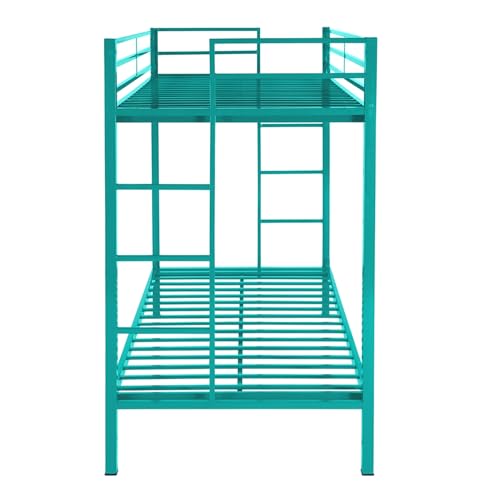 Image of Pilio Twin Over Twin Metal Bunk Beds for Kids | Bunker Bed for Adults | Double Decker Bed for Kids Room Furniture | Frame Only, Mattress not Included (Aqua Blue)