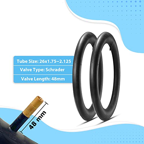 Mohegia Beach Cruiser Bike Tires Replacement Kit With 2 Pack 26 X 2.125 Inch Folding Bicycle Tires,Tubes And Tire Levers/Black #TOP3