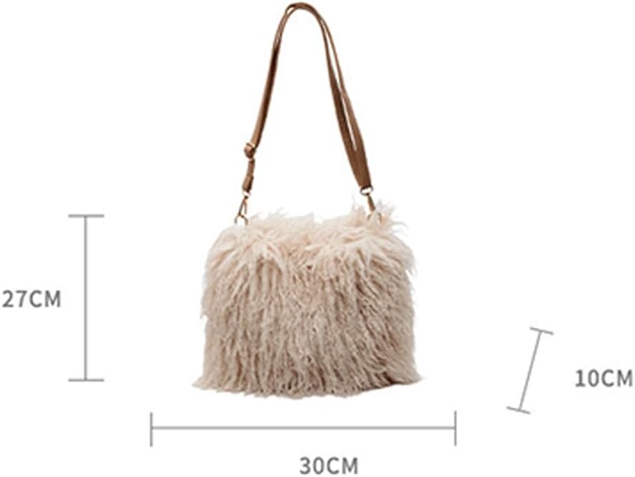 Fur Purse Mongolian Shoulder Bag Curly Fluffy Fuzzy Furry Handbag Top Handle Crossbody Bags Soft Winter Totes