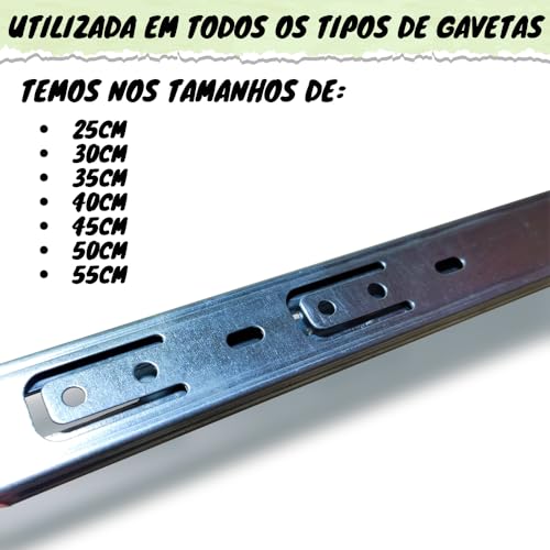8 Corrediça Telescópica 40cm – 400mm 4 PAR Gaveta Moveis Armário Trilho Zincada Reforçada Corredica