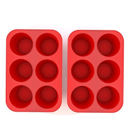 Silicone Texas Muffin Pans And Cupcake Maker, 6 Cup Jumbo, Set Of 2, Professional Use #TOP3