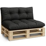 Amazinggirl Palettenkissen Outdoor Kissen Sitzkissen 120x80 cm - Auflagen für Paletten Europaletten Palettensofa und Palettenmöbel Palettenpolster Outdoorkissen Gartenkissen Graphit Öko-leinen