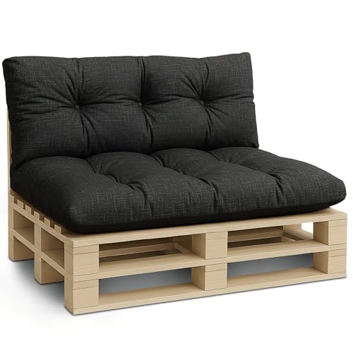 Amazinggirl Cuscini per pallet esterno Cuscino per seduta 120x80 cm - per bancali grandi schienale o seduta da divano panchina da giardino balcone e terrazza 120 x 80 Grafite Lino Ecologico