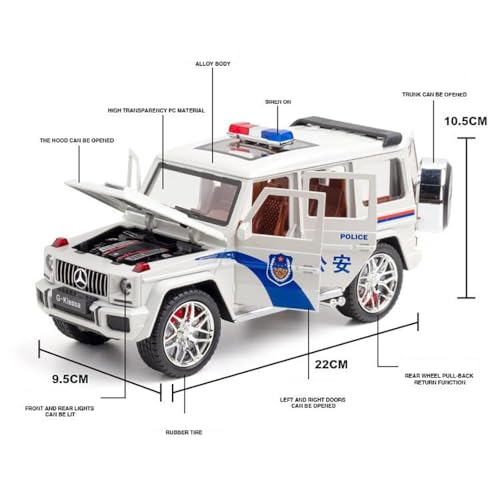 Image of Police G Wagon 1:24 Model Car with Box, Zinc Alloy Pull Back Toy car with Sound and Light for Kids Boy Girl Gift [Colors as Per Stock]