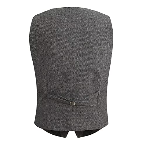 Allingentle Grey Mens Vest For Men's Suit Vests Herringbone Tweed Tuxedo Vest Linen Men's Outerwear Vests Wedding Vest For Groom Dress Waistcoat Business Casual Vests For Men Formal #TOP1