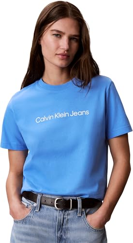 Calvin Klein Women's A- Inst. Logo Classic Tee Ss Lv047C912G Graphic Tees, Blue (Marina), XS 1