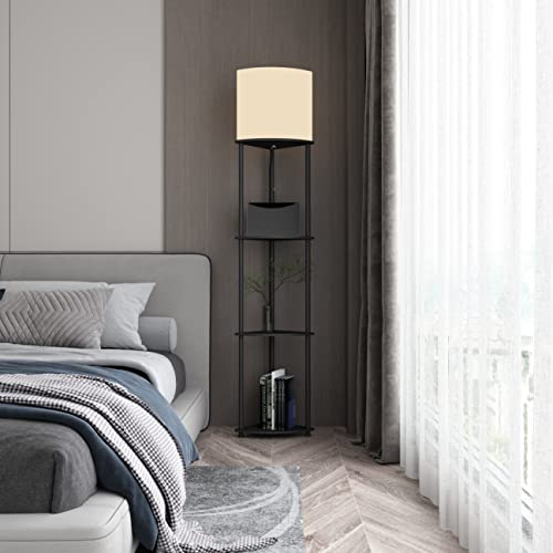 LUMIVISION Floor Lamp with Shelves, Pull Chain Corner Shelf Floor Lamps with 2 USB Fast Charging Ports, Floor Lamp for… - Image 8