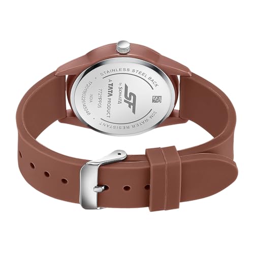 Image of SF Field with Quartz Analog Brown Dial Brown Silicon Strap Watch for Men - 77211PP05W