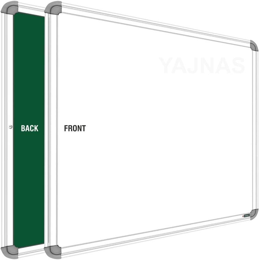 Image of Non-Magnetic 2X3 Feet Double Sided White Board & Chalkboard Both Side Writing Boards, One Side Whiteboard Marker & Back Side Chalkboard Surface - Pack of 1 Piece