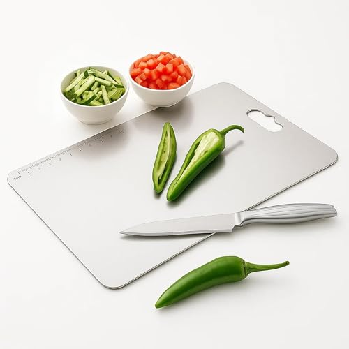 Image of Sulfar Premium Stainless Steel Chopping Board - Large Size for Kitchen, Anti-Bacterial