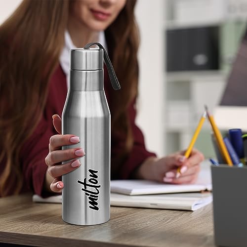 Image of MILTON Super 1000 Stainless Steel Water Bottle, 1000 ml, Silver | Single walled | Leak Proof | Easy Grip | Easy to Carry | Gym Bottle | Home | Kitchen | Hiking | Treking Bottle | Travel Bottle