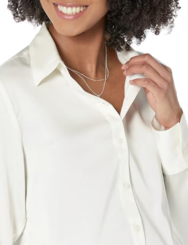 Amazon Essentials Women's Regular-Fit Satin Button Down Blouse (Available in Plus Size)3