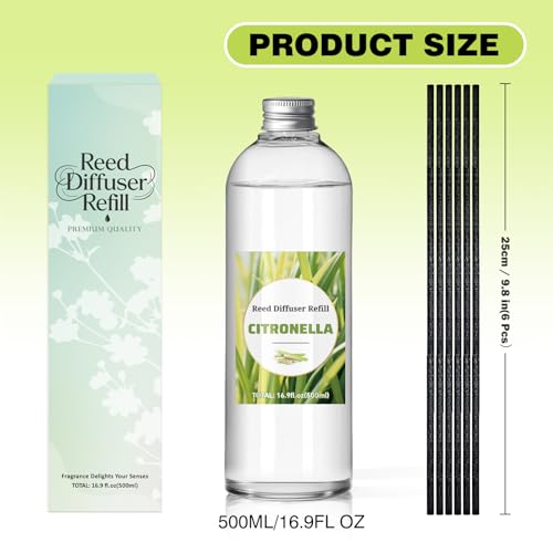 Image of SCENTORINI Reed Diffuser Oil Refill, 16.9oz Citronella Scented Essential Oil