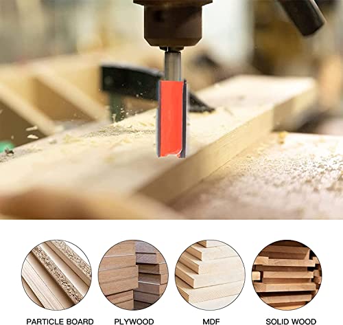 Double Flute Straight Bit, 7Pcs Straight Cut Router Bits, 1/4 Inch Shank, Cutting Height In 1/2'',1/2'',1/2'',3/4'',1-3/16'',1'',1'' #TOP3